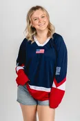 American flag jersey top navy