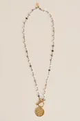 Agate & Horse Pendant Toggle Necklace