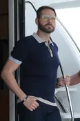 3 Button Cable Knit Polo in Navy