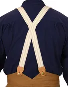 1860s Cotton X-Back Suspenders - Rust Stripe