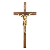 11" Walnut Cross With Museum Gold Corpus