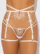 Delfina Embroidered Garter Belt With Thigh Garters