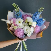 Bouquet Alice In Wonderland - peonies, delphiniums, lisianthus
