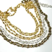4mm Faceted Beaded Chain Necklace - 31" - Plated Brass