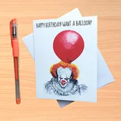 Creepy It Pennywise Birthday Card, Horror Movie Gift