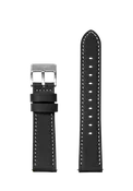 20mm Stitched Leather Band - Black