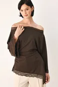 AFTER HOURS LACE TRIM ASYMMETRICAL TOP