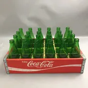 Vintage Coca-Cola Wooden Crate Red "Enjoy Coca-Cola" with Green Pop Bottles (9x18x12)