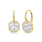10.07ct White Topaz Solitaire Bezel Set Leverback Huggie Earrings