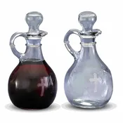 10 Oz. Glass Cruet Set with Etched Cross Design