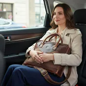 Aaron Leather Goods Premium Leather and Canvas Office Bag