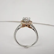 14K .40 ct Halo Rose and white gold engagement ring