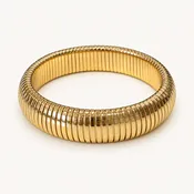 Half Round Gold Ribbed Bracelet