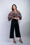 Black High Waist Wide Leg Ponte Pants W Plastic Boning