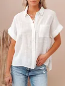 100% Cotton Button-Up Short-Sleeve Shirt | S–5XL