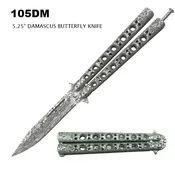 Butterfly Knife Damascus Steel Blade and Handle SKU 105DM