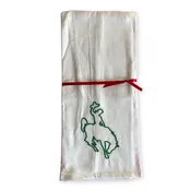 Embroidered Bronco Flour Sack Tea Towel