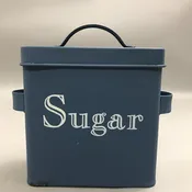 Blue Metal Sugar Canister with Handles (6x6x3)