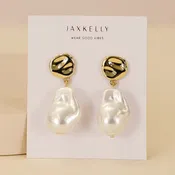 Abstract Pearl and Gold Drop Earrings