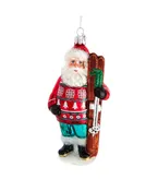 Santa With Skis Ornament