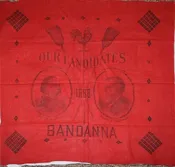 1888 GROVER CLEVELAND NEW YORK ALLEN THURMAN OHIO PRESIDENTIAL CAMPAIGN BANDANA — Sir Richards Antiques & Fine Art Center ~ Est. 1971