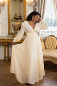 1940s Long Sleeve Gown - Ivory Velvet