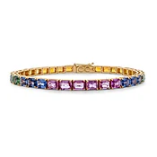 18k Ombré Rainbow Baguette Tennis Bracelet
