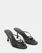 Black Leather Strappy Dress Sandals