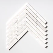 Bianco Dolomiti Classic Honed Large Herringbone Marble Mosaics 12 7/8x9 11/32