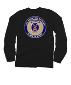 10th Mountain Medallion - Black Long Sleeve Crewneck T-Shirt
