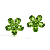 Large Oval and Round Peridot Earrings