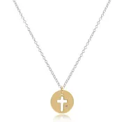 16” Necklace Sterling Mixed Metal-Blessed Gold Disc
