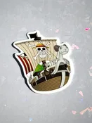 2.5in Straw Hat Pirate Ships Matte Die-cut Stickers