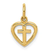 Gold Heart Cross Charm