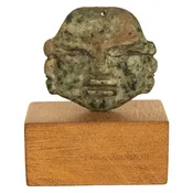 Ancient Pre-Columbian Olmec Hand-Carved Jade Face Mask Pendant 900-600 BC Mexico