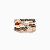 14K Rose Gold Brown and White Diamond Crossover Ring