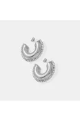 Titanium Steel Inlaid Zircon C-Hoop Earrings