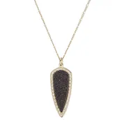 Black Druzy Arrow Pendant Necklace