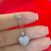 0.75ct round cut diamonds Heart shape pedant necklace in 14k WG
