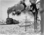 AT&SF 4-8-4 Northern 2916 Pulling a Passenger Consist East of Hesperia – 1950s