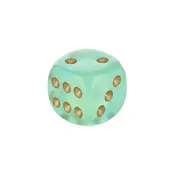 12mm Round Corner Mini Glow In The Dark Dice - Light Green With Gold Dots