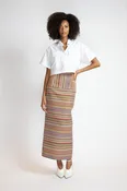 Mashru Jacquard Pencil Skirt with High Waistband