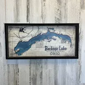 Custom Buckeye Lake Map Vintage Black Frame 12x24"