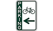 Bicycle Parking Symbol with Left Arrow - Side Bar Sign