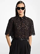 Camisa corta de encaje trenzado de flores