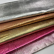 Leather Embossed Metallic Print Baby Alligator Look Leather