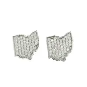 14k White Gold OSU Lab Grown DIamond Earrings