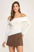 Asymmetrical Rib Off Shoulder Top
