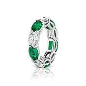 EMERALD AND DIAMOND BAND ETERNITY BAND RING, 7.50 CARATS