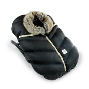 7 AM Car Seat Cocoon - Tundra Black Faux Fur (0-12M)